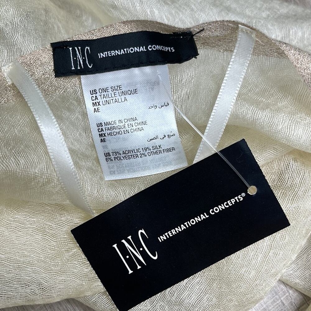 INC INTERNATIONAL CONCEPTS Ivory Sheer Shimmer Scarf Wrap - Picture 2 of 7